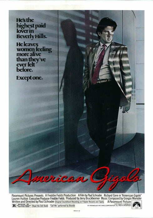 american gigolo 1980 window sheet poster rolled